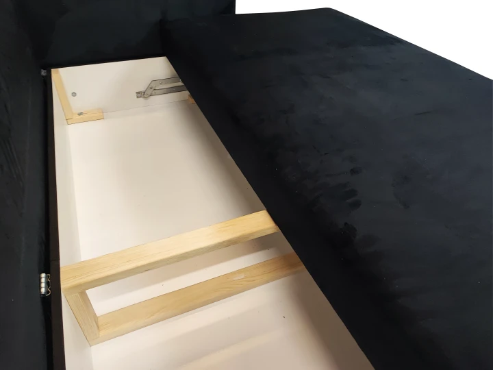 GRANATOWA KANAPA ROZKŁADA DO SALONU SOFA FRIDA FUNKCJA SPANIA SPRĘŻYNY WELUR POJEMNIK