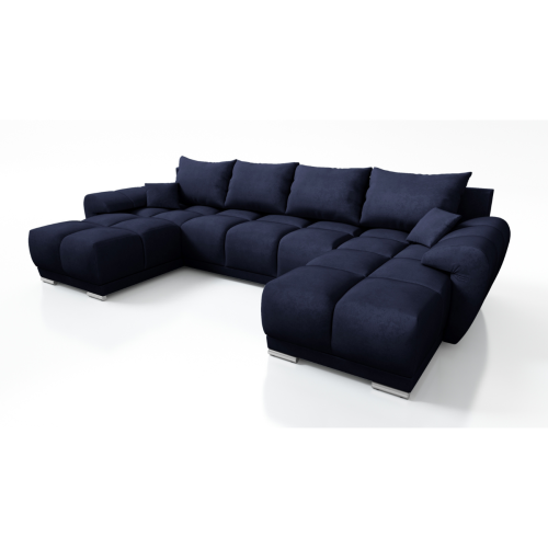 GRANATOWY DUŻY NAROŻNIK ROZKŁADANY DO SALONU KANAPA FUNKCJA SPANIA HONEY U