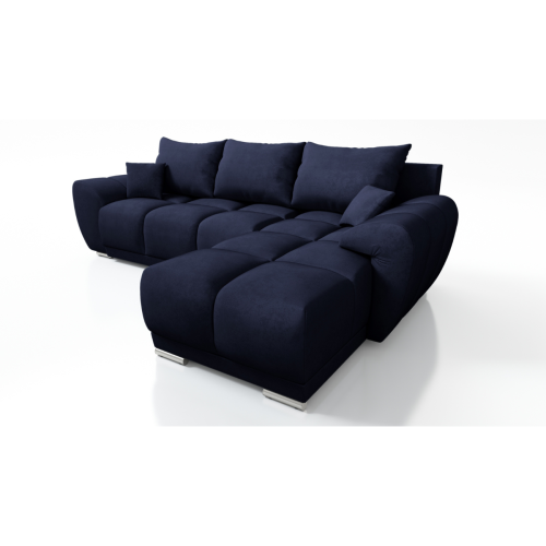 GRANATOWY NOWOCZESNY NAROŻNIK ROZKŁADANY ROGÓWKA Z FUNKCJĄ SPANIA HONEY L