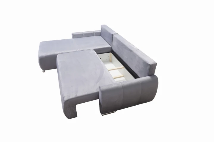 NOWOCZESNY NAROŻNIK  ROZKŁADANY Z FUNKCJĄ SPANIA POJEMNIK KODA