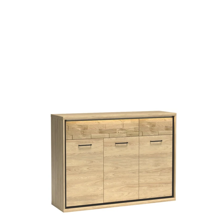 KOMODA LOFT 2 SZUFLADY HIKORA ITALIA NOGI DEKOR LED