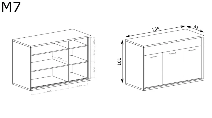 KOMODA LOFT 2 SZUFLADY HIKORA ITALIA NOGI DEKOR LED
