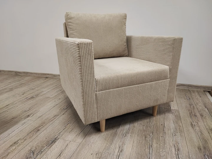 KOMPLET WYPOCZYNKOWY KANAPA ROZKŁADANA SCANDIK BONELL SZTRUKS + DWA FOTELE