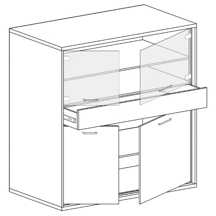 KREDENS WITRYNA PRZESZKLONA ITALIA HIKORA DEKOR NOGI LED