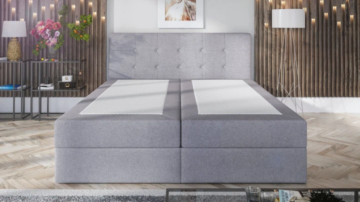 Na zdjęciu przedstawiono ŁÓŻKO KOTYNENTALNE GLAM BOSS SPRĘŻYNY BONELL 2x POJEMNIK KRYSZTAŁKI 160x200  PROMOCJA -20 %