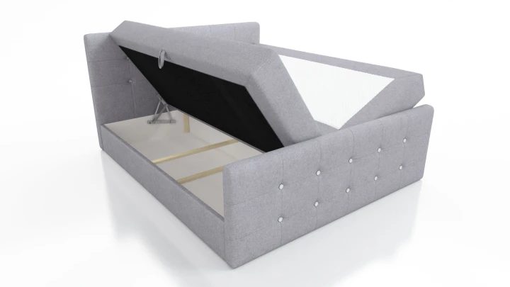 ŁÓŻKO KOTYNENTALNE GLAM BOSS SPRĘŻYNY BONELL 2x POJEMNIK KRYSZTAŁKI 200x200