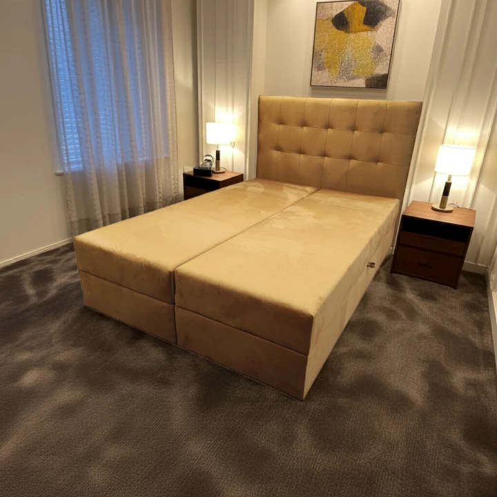 Łóżko podwójne tapicerowane Dream 180x200 kontynentalne materac 2x pojemnik