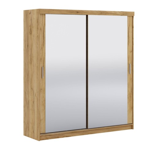 LUSTRZANA SZAFA PRZESUWNA NA UBRANIA Z UNIWERSALNYM WNĘTRZEM LEXY 200 CM