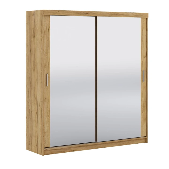 LUSTRZANA SZAFA PRZESUWNA NA UBRANIA Z UNIWERSALNYM WNĘTRZEM LEXY 200 CM