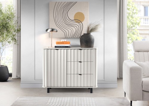 MAŁA NOWOCZESNA KOMODA SZAFKA DO SALONU TRZY SZUFLADY NOVA 117 cm