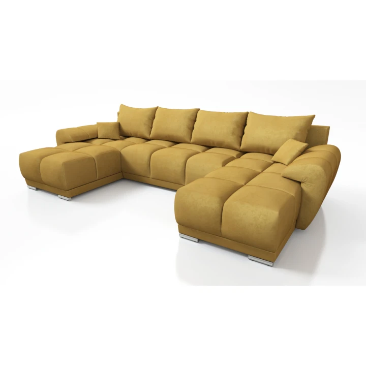 MUSZTARDOWY DUŻY NAROŻNIK ROZKŁADANY Z FUNKCJĄ SPANIA ROGÓWKA HONEY U