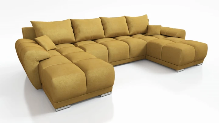 MUSZTARDOWY DUŻY NAROŻNIK ROZKŁADANY Z FUNKCJĄ SPANIA ROGÓWKA HONEY U