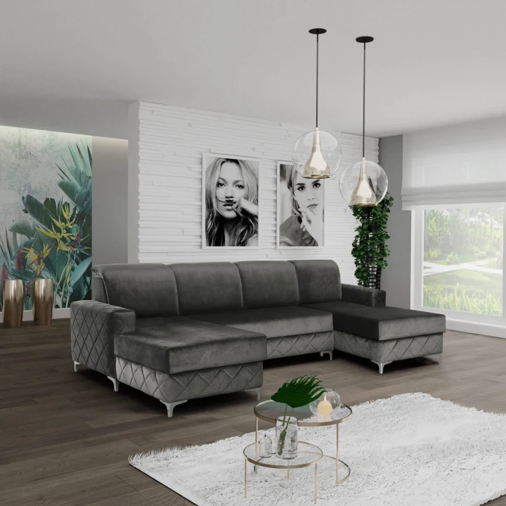 Narożnik rozkładany w kształcie litery U Leon