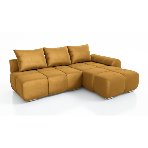 NAROŻNIK ROZKŁADANY ROGÓWKA Z FUNKCJĄ SPANIA BESTII PRAWY WELUR TKANINA PLAMOODPORNA 1X POJEMNIK