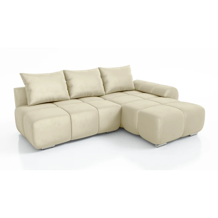 NAROŻNIK ROZKŁADANY ROGÓWKA Z FUNKCJĄ SPANIA BESTII PRAWY WELUR TKANINA PLAMOODPORNA 1X POJEMNIK PROMOCJA