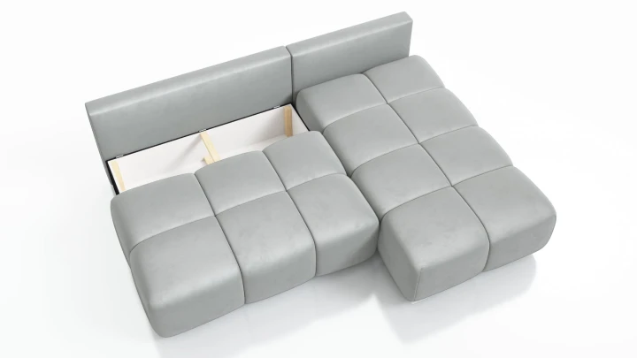 NAROŻNIK ROZKŁADANY ROGÓWKA Z FUNKCJĄ SPANIA BESTII PRAWY WELUR TKANINA PLAMOODPORNA 1X POJEMNIK PROMOCJA