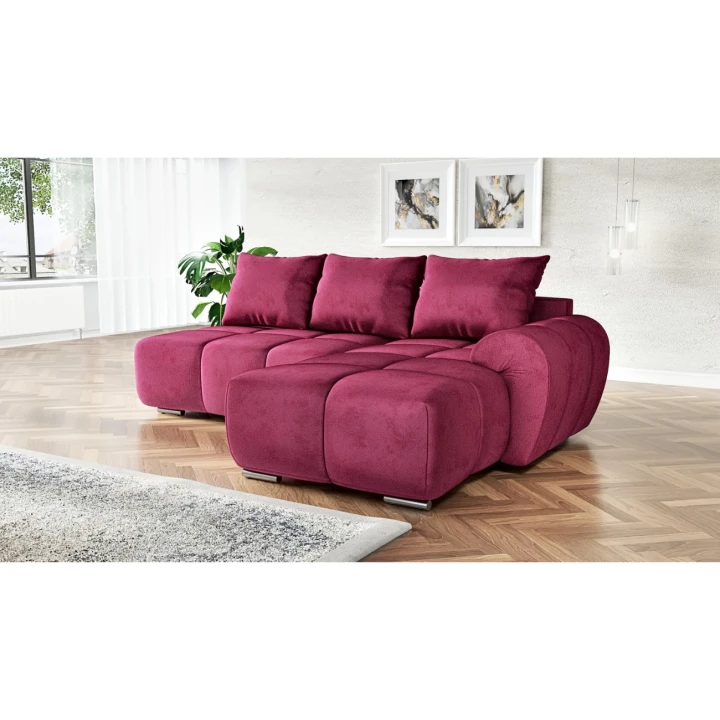 NAROŻNIK ROZKŁADANY ROGÓWKA Z FUNKCJĄ SPANIA BESTII PRAWY WELUR TKANINA PLAMOODPORNA 1X POJEMNIK