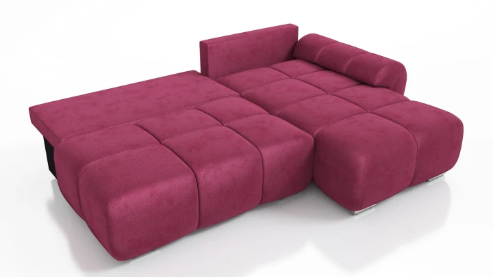 NAROŻNIK ROZKŁADANY ROGÓWKA Z FUNKCJĄ SPANIA BESTII PRAWY WELUR TKANINA PLAMOODPORNA 1X POJEMNIK