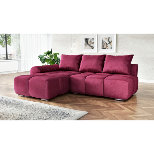 NAROŻNIK ROZKŁADANY ROGÓWKA Z FUNKCJĄ SPANIA BESTII lewy  WELUR TKANINA PLAMOODPORNA 1X POJEMNIK