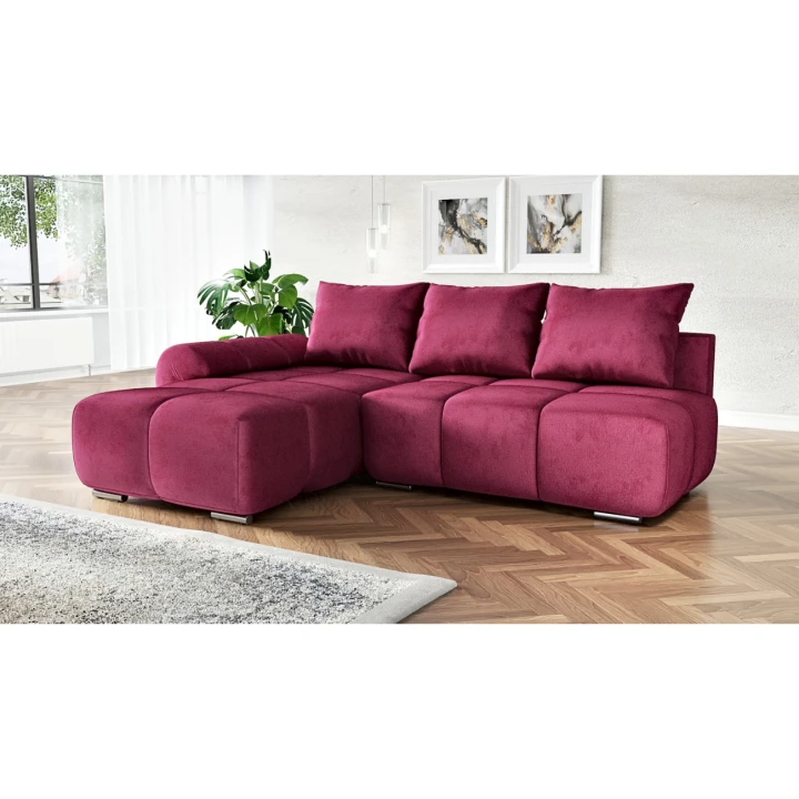 NAROŻNIK ROZKŁADANY ROGÓWKA Z FUNKCJĄ SPANIA BESTII lewy  WELUR TKANINA PLAMOODPORNA 1X POJEMNIK