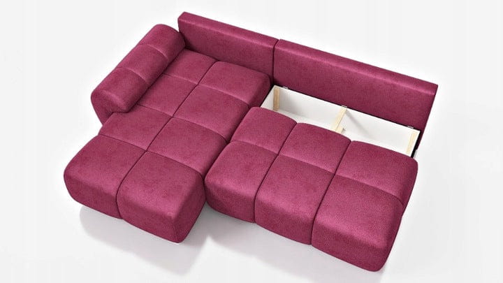 NAROŻNIK ROZKŁADANY ROGÓWKA Z FUNKCJĄ SPANIA BESTII lewy  WELUR TKANINA PLAMOODPORNA 1X POJEMNIK