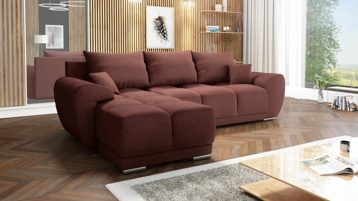 NAROŻNIK ROZKŁADANY ROGÓWKA Z FUNKCJĄ SPANIA HONEY L MO-63 BRUDNY RÓŻ