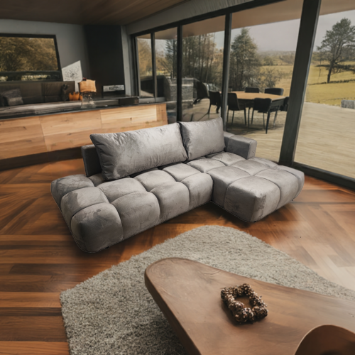 NAROŻNIK ROZKŁADANY ROGÓWKA Z FUNKCJĄ SPANIA SOFII SPRĘŻYNY POJEMNIK PRAWY