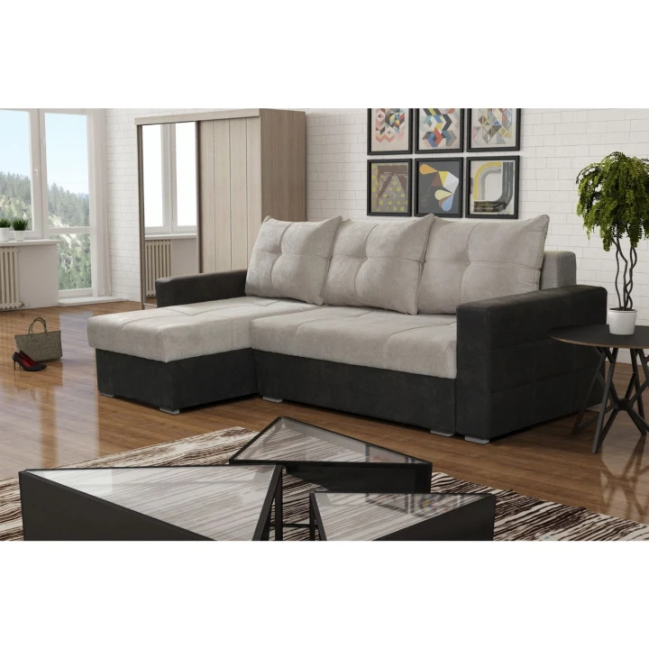 NAROŻNIK ROZKŁADANY Z FUNKCJĄ SPANIA DENVER PODŁOKIETNIKI POJEMNIK