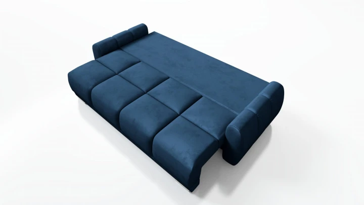 NIEBIESKA KANAPA ROZKŁADANA Z FUNKCJĄ SPANIA HONEY 3 SPRĘŻYNY POJEMNIK WELUR PROMOCJA 5 KOLORÓW