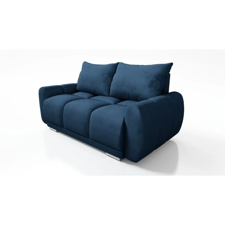 NIEBIESKA MAŁA SOFA DO SALONU DO SIEDZENIA HONEY PIKOWANA WELUR SPRĘŻYNY