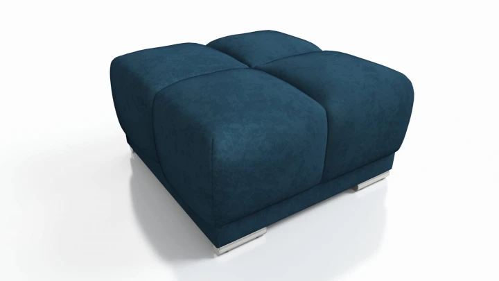 NIEBIESKI NAROŻNIK DO SALONU ROZKŁADANY FUNKCJA SPANIA HONEY L + DUŻA PUFA