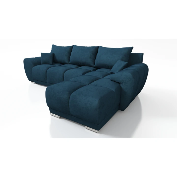 NIEBIESKI WYGODNY NAROŻNIK ROZKŁADANY ROGÓWKA Z FUNKCJĄ SPANIA HONEY L