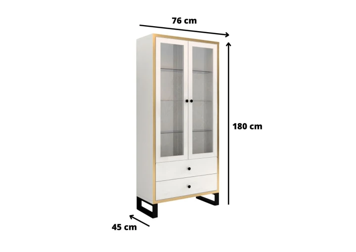 NOWOCZESNA BIAŁA WITRYNA DO SALONU GOLDI SZUFLADY