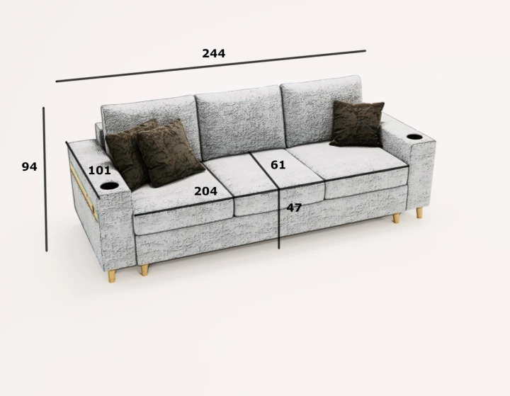 NOWOCZESNA KANAPA SOFA ROZKŁADANA Z FUNKCJĄ SPANIA CAPITOL USB