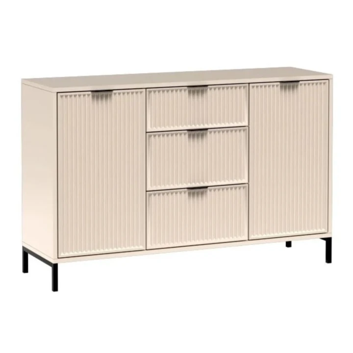 NOWOCZESNA KOMODA 135 CM RYFLOWANE FRONTY CASHMERE