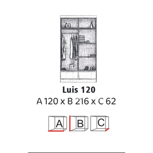Nowoczesna szafa LUIS 124 cm z szufladami