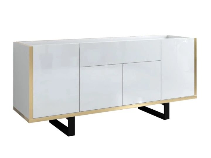 NOWOCZESNA SZAFKA RTV BIAŁY POŁYSK 180 cm GOLDI