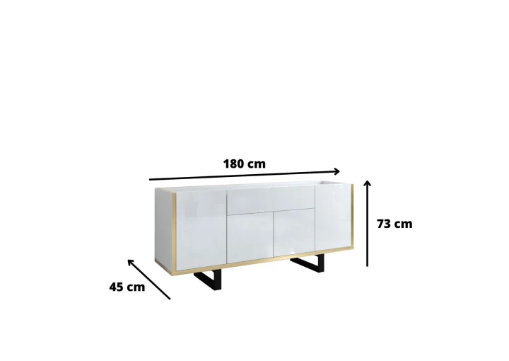 NOWOCZESNA SZAFKA RTV BIAŁY POŁYSK 180 cm GOLDI