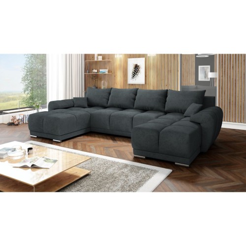 NOWOCZESNY DUŻY NAROŻNIK ROZKŁADANY ROGÓWKA FUNKCJA SPANIA HONEY U GRAFIT