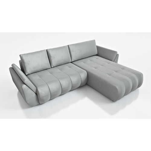 NOWOCZESNY NAROŻNIK TAPICEROWANY MAGDA   FUNKCJA SPANIA POJEMNIK NA POŚCIEL PODUSZKI - TKANINA PLAMOODPORNA