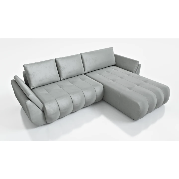 NOWOCZESNY NAROŻNIK TAPICEROWANY MAGDA   FUNKCJA SPANIA POJEMNIK NA POŚCIEL PODUSZKI - TKANINA PLAMOODPORNA