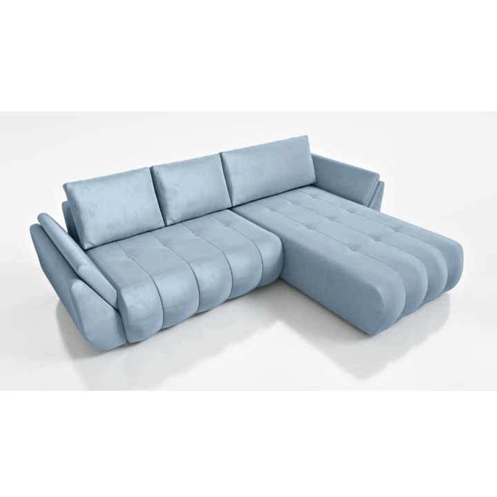 NOWOCZESNY NAROŻNIK TAPICEROWANY MAGDA FUNKCJA SPANIA POJEMNIK NA POŚCIEL PODUSZKI - TKANINA PLAMOODPORNA