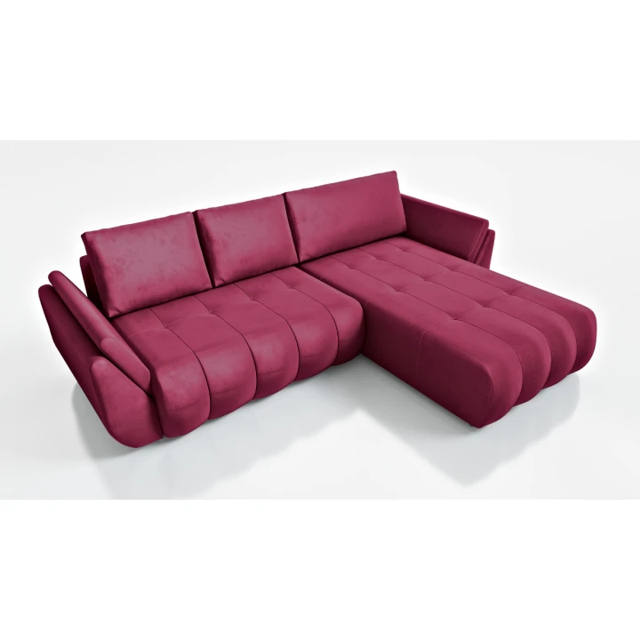 NOWOCZESNY NAROŻNIK TAPICEROWANY MAGDA   FUNKCJA SPANIA POJEMNIK NA POŚCIEL PODUSZKI - TKANINA PLAMOODPORNA