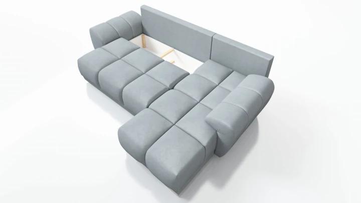 NOWOCZESNY NAROŻNIK KANAPA ROZKŁADANA FUNKCJA SPANIA HONEY L + DUŻA PUFA