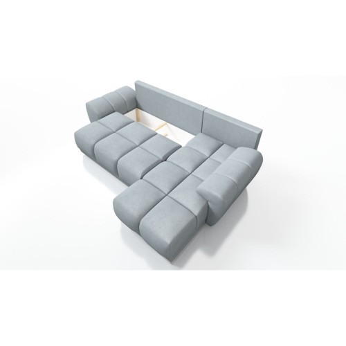 NOWOCZESNY NAROŻNIK KANAPA ROZKŁADANA FUNKCJA SPANIA HONEY L + DUŻA PUFA