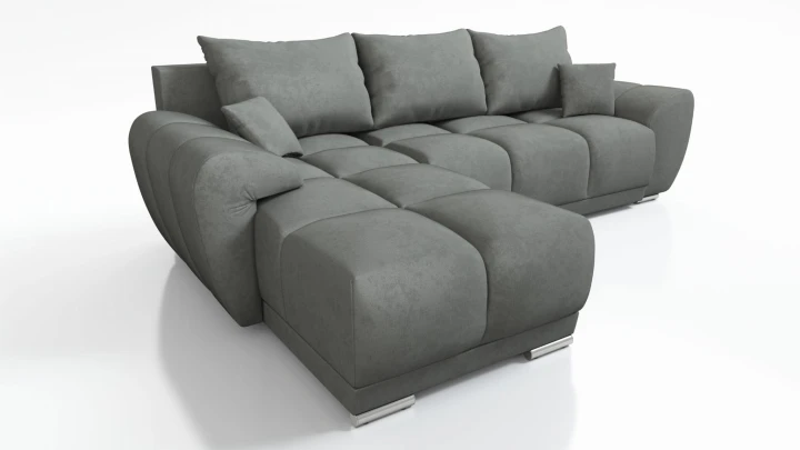 NOWOCZESNY NAROŻNIK KANAPA ROZKŁADANA ROGÓWKA FUNKCJA SPANIA HONEY + PUFA