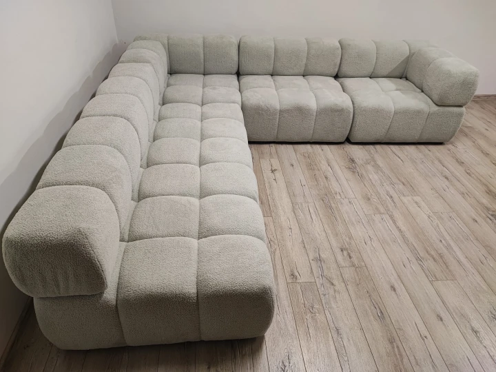 NOWOCZESNY NAROŻNIK MODUŁOWY DO SALONU ROGÓWKA PIKOWANA CLIXI L 277x285 cm