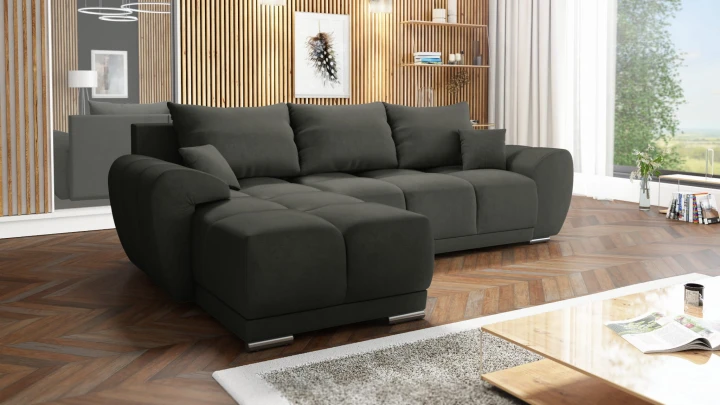 NOWOCZESNY NAROŻNIK ROZKŁADANY KANAPA DO SALONU FUNKCJA SPANIA HONEY L