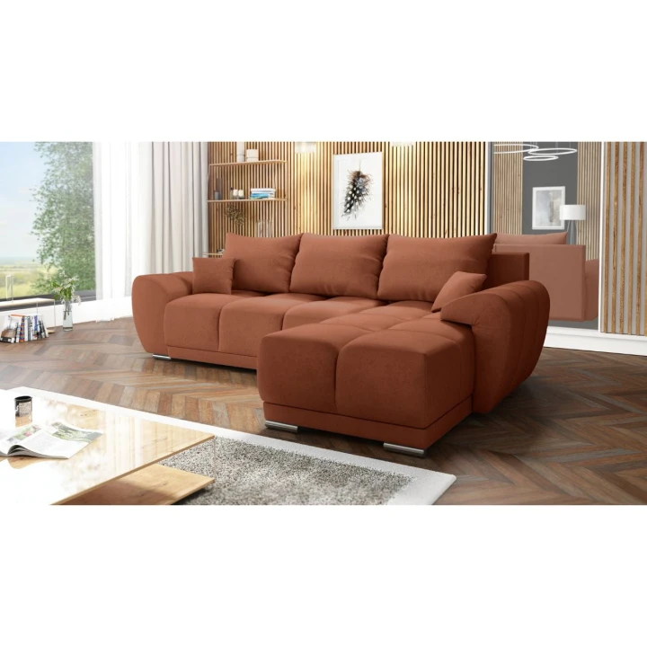 NOWOCZESNY NAROŻNIK ROZKŁADANY ROGÓWKA FUNKCJA SPANIA HONEY L + POJEMNIK