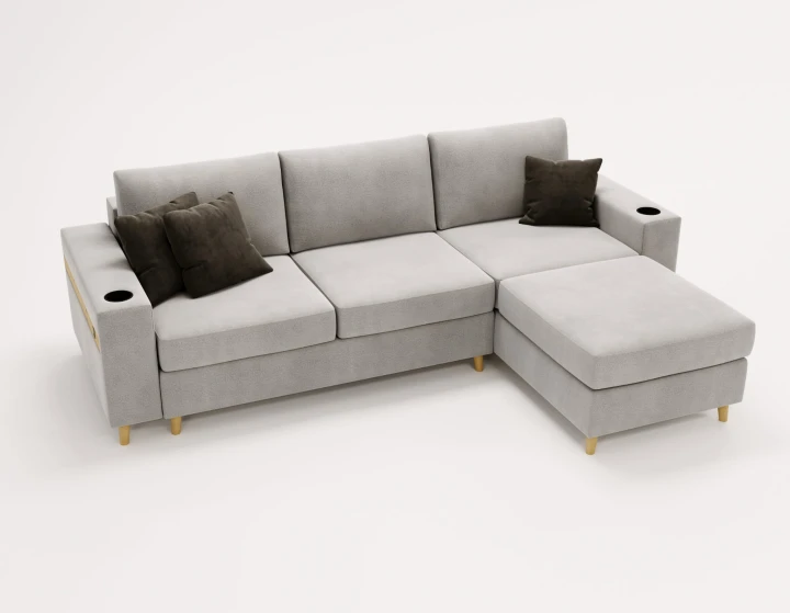 NOWOCZESNY NAROŻNIK ROZKŁADANY ROGÓWKA Z FUNKCJĄ SPANIA CAPITOL USB